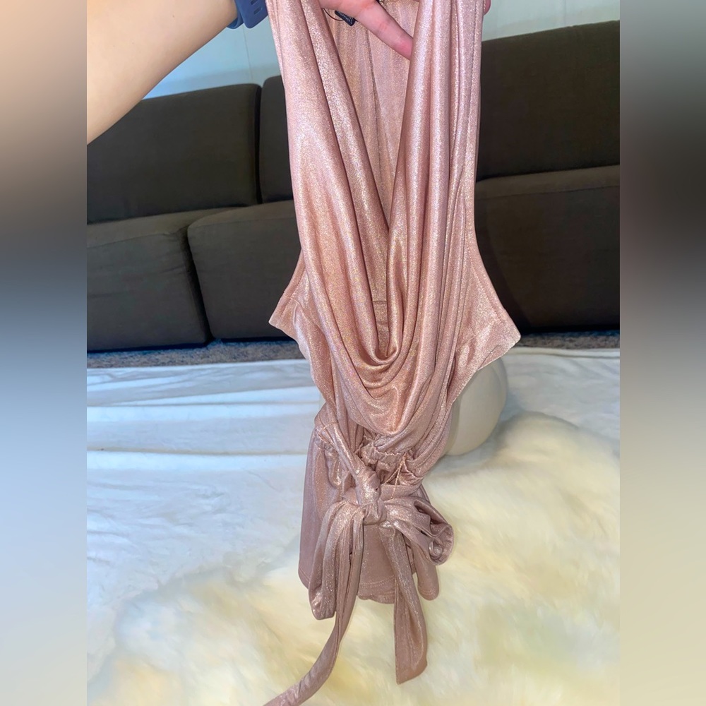 Express Cowl Neck Satin Shimmer Pink Top